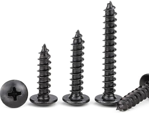 BACSHBY 20 Stück M6x30mm Selbstschneidende Holzschrauben Kohlenstoffs Pilzkopf Set Schrauben Blech Nägel Vollgewinde Schwarz Möbel Maschinenschrauben