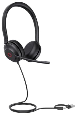 Yealink UH35 USB Headset für PC, kabelgebundenes Headset mit Geräuschunterdrückung, zertifiziert für Teams, ganztägiger Komfort, Stereo Headset für Homeoffice Online Meetings,Stummschaltung, Busylight
