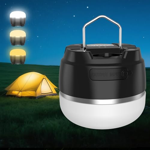 Phylosal Lanterne de camping LED rechargeable, lampe de tente 1000 lm avec 3 modes d'éclairage de couleur, banque d'alimentation 8000 mAh, étanche, mini lampe de poche avec base magnétique pour