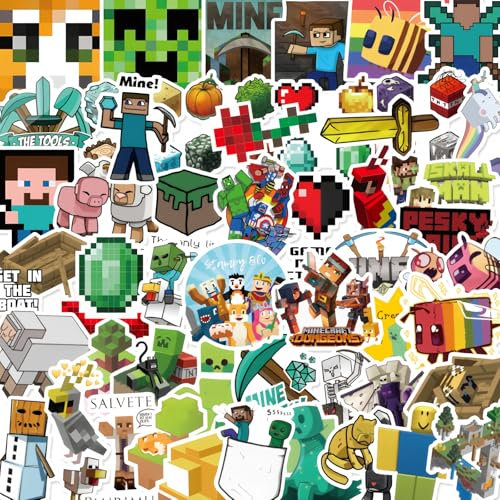 50 Pcs Game Mineccraft Stickers for Boy Waterproof Vinyl Video Game Stickers Merch for Party Supplies Decorations Favors, Vinyl Decal Luggage Case Phone Laptop Water Bottle.