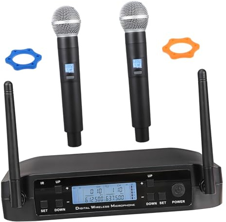 HEATSHAKING Wireless Microphone for Singing with One-to-two Function, Abs Material, Black Colour, 2 Pcs Cordless Microphones for Performing on Stage and Home Ktv Party