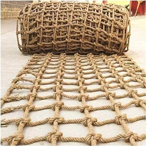 BZPOVB Rete Decorativa in Corda,Rete Decorativa in Juta e Canapa Naturale,Corda di Canapa Spessa 6 mm,Rete Protettiva per Balconi, Scale, Recinzioni, Giardini e Parchi Giochi(Size:1.5mx3m(4.9x9.8ft))