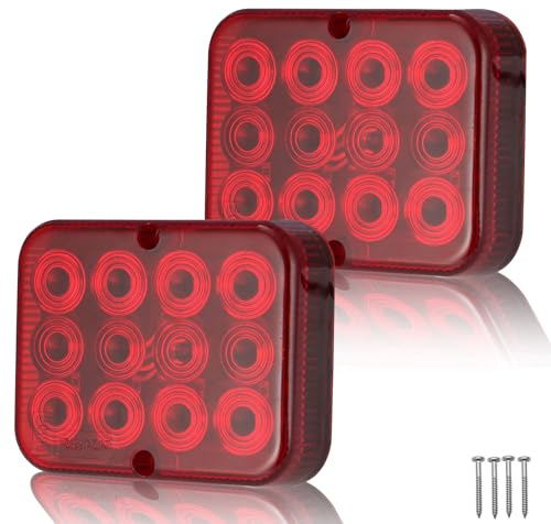 ETUKER 2x Rear Fog Light LED 12V Red Fog Lamp for Trailer RV Caravans Van Lorry Waterproof CE