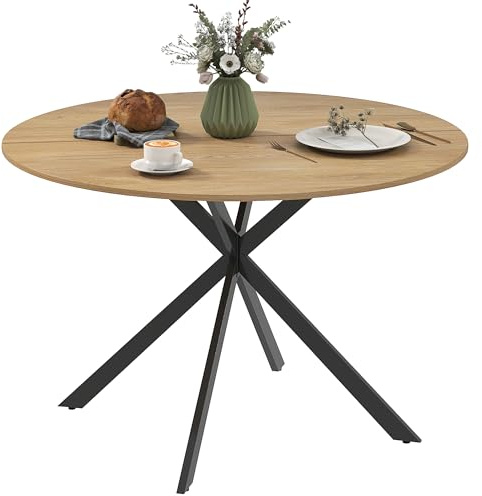HOMCOM Mesa de Comedor Redonda para 4 Personas Ø120x75 cm Roble