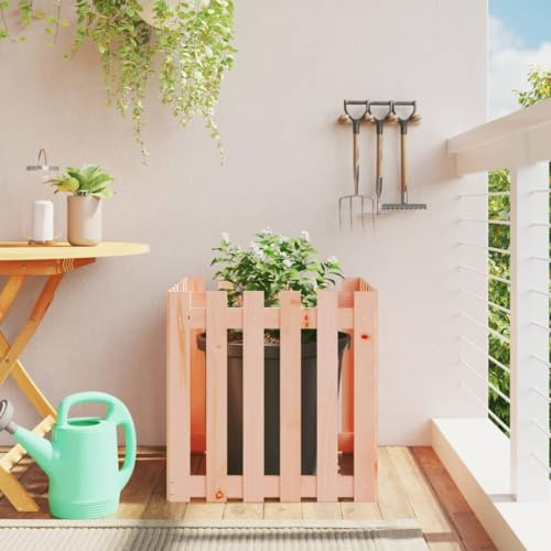 Vaso per piante con design a stecche, per giardino, 60 x 60 x 60 cm, in legno massiccio Douglasie