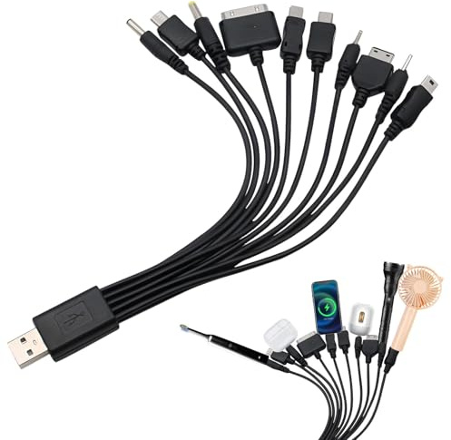 Grosion 10 in 1 Universal Usb Cable Multi Charger Adapter,Multi Phone Charger,10-in-1 USB Cable,Universal Multifunctional USB Phone Charger Cable,for Phone Camera Gadget Charger Adapter