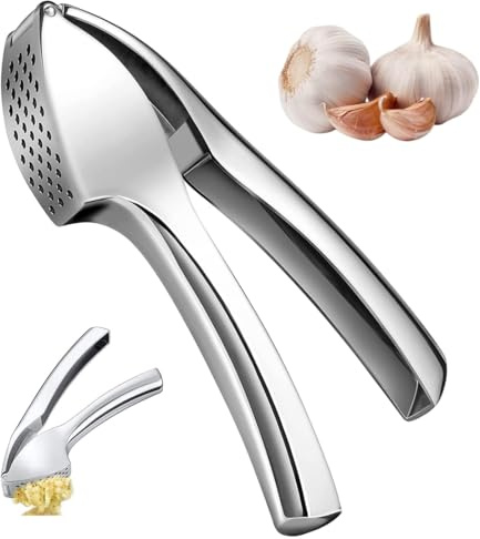 DWFYOI Premium Knoblauchpresse,Handlich & Leicht zu Reinigen - Zerkleinert Knoblauch & Ingwer Mühelos (Kein Schälen Nötig) - Extra Stark & Strapazierfähig