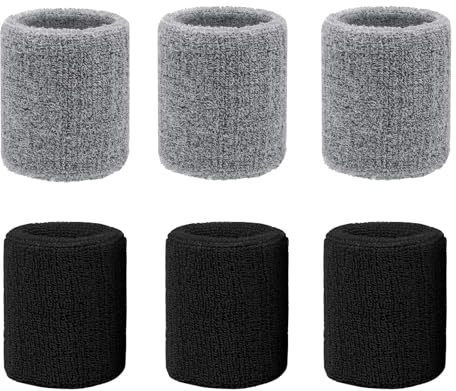 6pcs Deportes Muñequeras Absorbentes Muñequeras Muñequeras Muñecas Muñecas para Mujeres Hombres Niños Tenis Fútbol Baloncesto Correr Algodón Muñecas