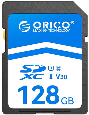ORICO Tarjeta SD 128GB UHS-I C10 U3 V30, Lectura hasta 100 MB/s, Compatible con 4K/Full HD, Tarjeta de Memoria SDXC para Cámaras DSLR/Sin Espejo Canon, Nikon, Sony, Fujifilm - SD30