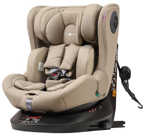 Cozy N Safe Comet+ i-Size 360 Rotating Car Seat 40-150cm, ISOFix & Top Tether, Extended Rear & Forward Facing, Side Impact Protection, Adjustable Headrest, Birth to 12 Years (Ecru)