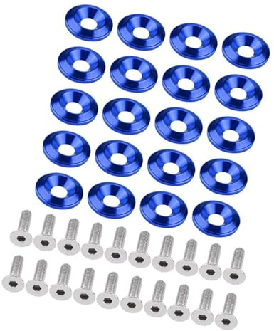 Xiuganpo Bullone Rondella Parafango Paraurti in Alluminio Kit di Medicazione Vano Motore Anodizzato Universale per la Maggior Parte dei Veicoli per Decorare Il Vano Motore del Veicolo (Blue)