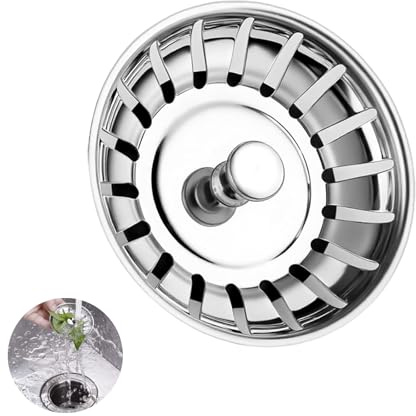 Sink Plug Replacement, Kitchen Sink Plug, Kitchen Sink Strainer, Drain Stopper, for Food and Hole Hair Catcher - Hole Diameter (78mm)