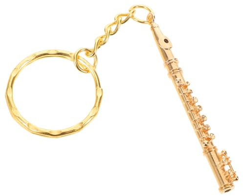 BESPORTBLE Porte-Clés Flûte Miniature en Métal Doré Breloque Musicale Vintage Accessoire pour Paquet à Main et Clés Présent Original pour Amateurs de Musique et Fêtes Décoration Rétro