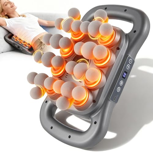 28-Kopf Massagepistole, Massagegerät mit 9 Einstellbaren Geschwindigkeiten und 9 Massagemodi, Massage Gun mit Rotlicht für Nacken Rücken Bein Oberschenkel Schulter Füße Entspannung (1)