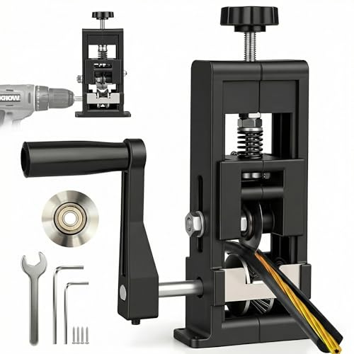 FONCOOD Wire Stripper Machine with Extra Blade,1-25mm Cable Wire Stripper Machine with Hand Crank or Drill Powered Manual, Adjustable Blade Electricians Tool for DIY, Workshop, Recycling