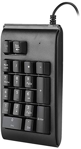 Teclado Numérico Retroiluminado Teclado Ergonómico con Cable para Trabajo de Oficina y Juegos, ABS Negro (Black)