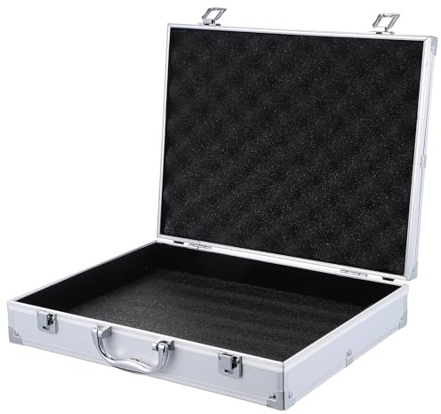 ibasenice Large Capacity Aluminum Alloy Portable Toolbox with Lockable Design and Smooth Open Close Function, Silver Multi-purpose Tool Organizer Case for Home and Office Accessories Storage