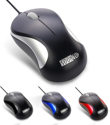 Computer Mini USB Wired Optical Mouse Portable for Laptop, Notebook, Macbook - Silver