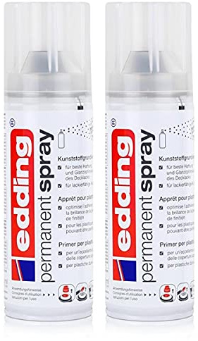 edding Permanent Spray Kunststoffgrundierung 200ml - Gleicht Unebenheiten des Untergrundes aus - Trocken und überlackierbar nach ca. 15 Minuten (2er Pack)