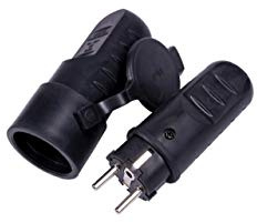 Gummi Schuko Stecker und Kupplung set IP44 vollgummi schuko Stecker und Kupplung mit Abdeckkappen wasserdicht feuchtraum aussen schukostecker IP44
