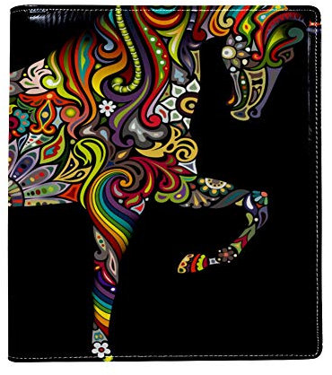Regenbogen-Pferd-Einband, dehnbar, passend für die meisten Hardcover-Lehrbücher bis zu 22,1 x 16 cm, selbstklebender Stoff, Schulbuchschutz, waschbar und wiederverwendbar