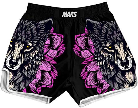 O2TEE MMA BJJ Shorts Muay Thai Cross Training Kickboxing Short,Pink Wolf,XS