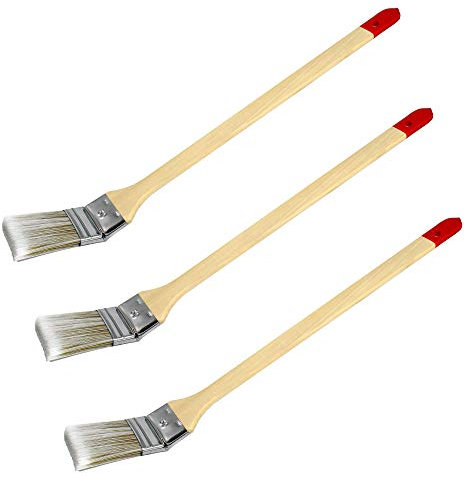 3 x pennelli per termosifoni, larghezza 50 mm (lunghezza 50 cm, pennello angolare con setole cinesi, pennello per vernice, pennello angolare, manico in legno).