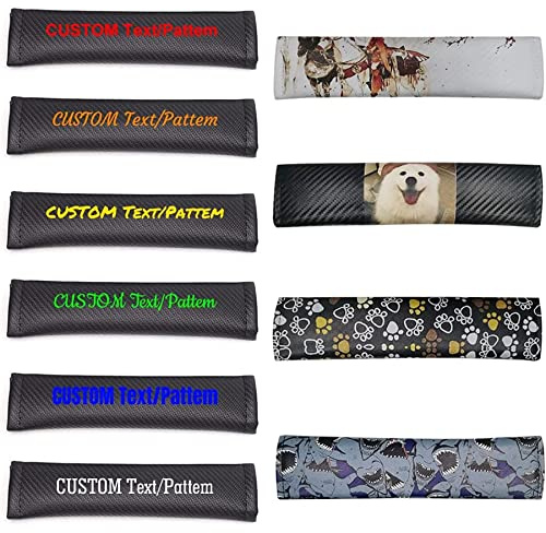 Maidao Lot de 2 coussinets de ceinture de sécurité personnalisables en fibre de carbone Noir