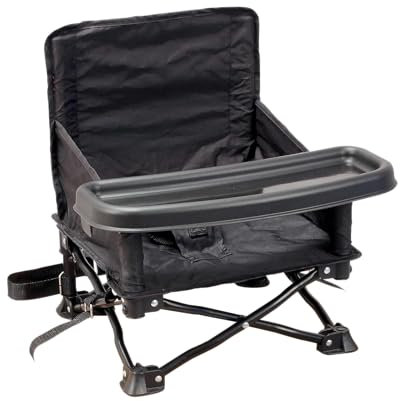 Bambisol 'Chaizounette' Rehausseur Chaise Enfant | Evolutif dès 6 mois, Sac Transport, Siège Camping Enfant | Noir gris