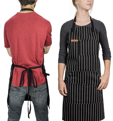 Chef Pomodoro Kochschürze für Männer und Damen - von Spitzenköchen empfohlen - Schürze für Küche, Grill, Restaurant (Klassisch Gestreift)