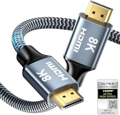 CABNEER 8K HDMI 2.1 Kabel 2m, HDMI Kabel Hoch Geschwindig 48Gbps 8K@60Hz 4K@120Hz 2.2/2.3 für Dolby eARC HDCP HDR, Kompatibel mit HDTV, Laptop etc