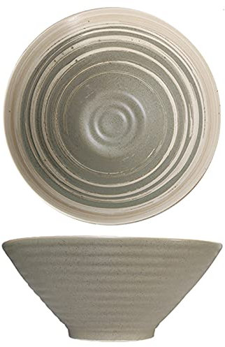 Cuenco De Barro Para Sopa, Cuencos Para Fideos, Cuenco De Cerámica Para Ramen, Cuenco Japonés Para Ramen, Textura En Espiral, Ideal Para Ensaladas, Sopa, Pasta,Gray green,23×9.5cm