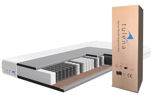 TULENA Matratze 100x200 H3/H4 Taschenfederkern Basic 20 cm, wendbar | Wendbare Taschenfederkernmatratze mit zwei Härtegraden, Komfortschaum und abnehmbarem Bezug, bei 60 °C waschbar.