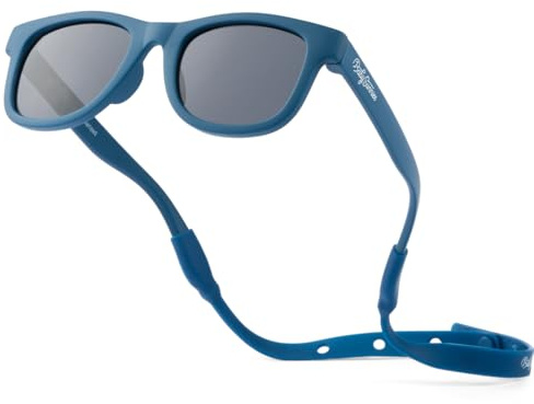 Occhiali da sole polarizzati per bambini, con cinturino, infrangibili, flessibili, per neonati da 0 a 24 mesi, Blu navy, Baby