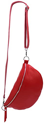 SH Leder ® echt Leder Hüfttasche Damen Herren Unisex Gürteltasche für Festival Reise Bauchtasche große Crossbody Bag Frauen Ledertasche 30x18cm Lala G399 (Rot)