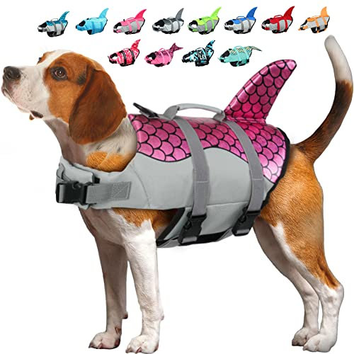EMUST hundeschwimmweste, Hundeschwimmwesten zum Schwimmen, kleine/mittelgroße/große Hunde Rettungsweste mit Rettungsgriff, verstellbare Hundeflotationsweste für Wasser am Pool, Strand, XL, Rosa