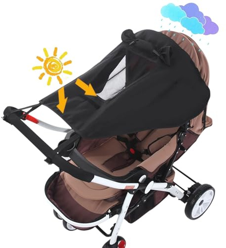 Baby Stroller Universal UPF 50+ Sun Protector Shade Blackout Cover Pushchair Shield Canopy Pram Rain Sunshade With See Through Extender Accessory Easy Installation