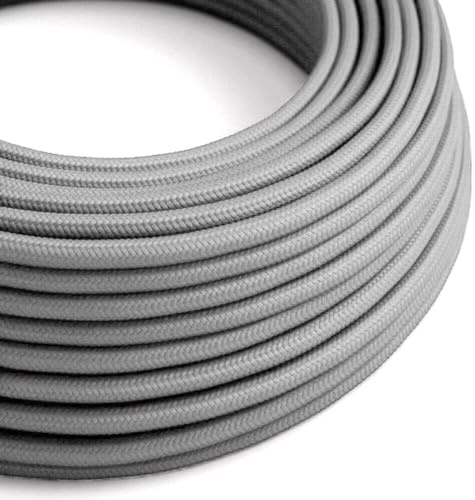 5 Meter Grey Fabric Wire Lamp Vintage 2 Core Round Electric Cable Fabric Covered Cables Italian Braided 0.75 mm Electrical Cable Flexible Wire for Lighting Other Appliances