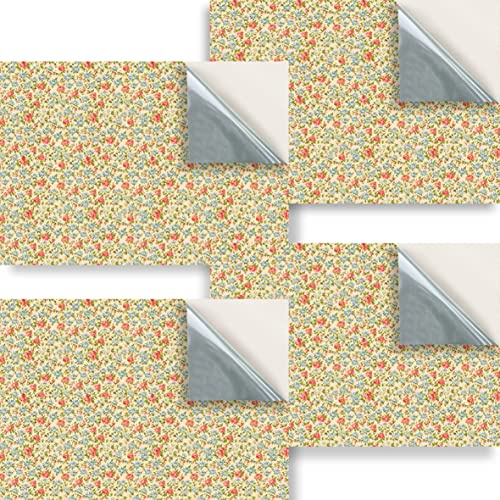 Stick & Go Repositionable Self Adhesive Dolls House Wallpaper 1:24 Scale (Set of 4 Sheets) - Floral on Cream Wallpaper - No. 21