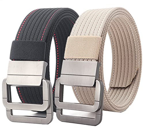 Plus Size Bis zu 170cm langer Nylon Segeltuch-Militär Tactical Gürtel für Männer mit Doppelring, 2er-Pack