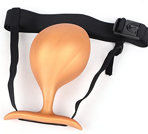 Jinqian Strap On Silikon Analplug mit Stahl Kugel Tragbar Dildo Buttplug mit Harness Gürtel Umschnall Dildos Groß Analkugeln Analdildo Anal Plug Dilatator Sexspielzeug für Frauen Männer (Schwarz-XXL)