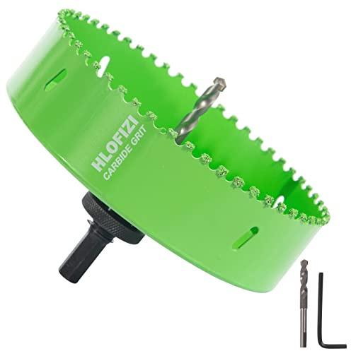 HLOFIZI 6-1/4 Inch Carbide Grit Hole Saw 6.25 Hole Saw for 6 Inch Recessed Lights, Cutting Through Stucco, Ceiling Old Plaster, Drywall, Cement Board with 1-1/2 Depth, Up to 3X Longer Life