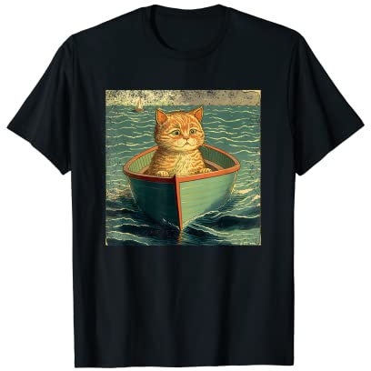 Matrosen Segeln Katzen Outfit Katze auf dem Boot Schiff Meer T-Shirt