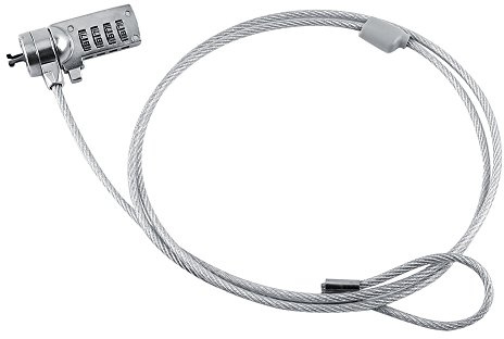 Dioche Laptoplåskabel Laptoplås 0,5M Kombinationslås Stål, Legerat stål, ABS Silver Laptop Kombination Säkerhetslås Kabelkedja Stöldskydd