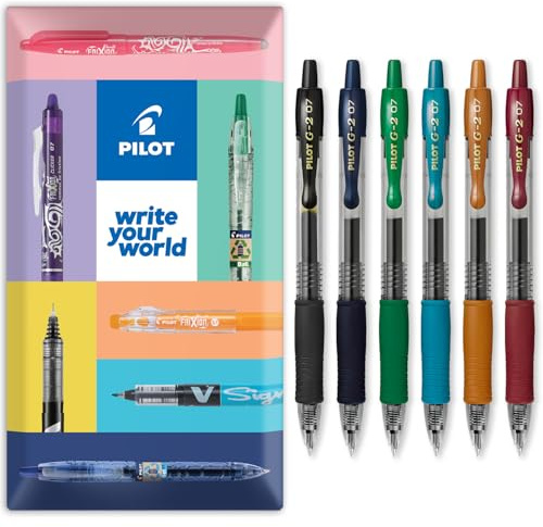 PILOT G-2 Gel-Tintenroller, einziehbar, 0,7 mm Spitze, in Umschlag, Geschenkverpackung, 6 Stück, professionelle dunkle Farben