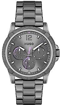 HUGO Multi Zifferblatt Quarz Uhr für Damen Kollektion #Impress - for HER mit Graues Edelstahlarmband - 1540135