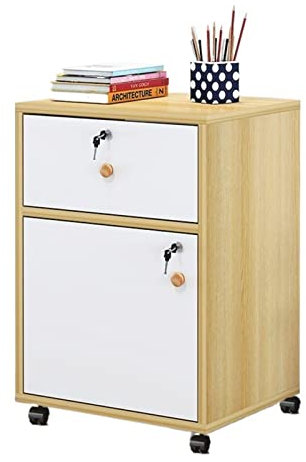 Aktenschrank Rollcontainer Aktenschrank aus Holz, mobiler Boden, niedriger Schrank, Datenschrank, Aktivitätsschrank, Schloss, Schubladenschrank, Aufbewahrungsschrank, Organizer Büroschrank ( Color : A