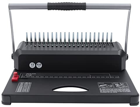 TEmkIn Bindegerät, 2-in-1-Spiralbindegerät mit 450 Blatt 2-Zoll-Bindungen und 100 Bindespulen für 19-Loch-Letter-Format, 15-Loch-A5, 21-Loch-A4