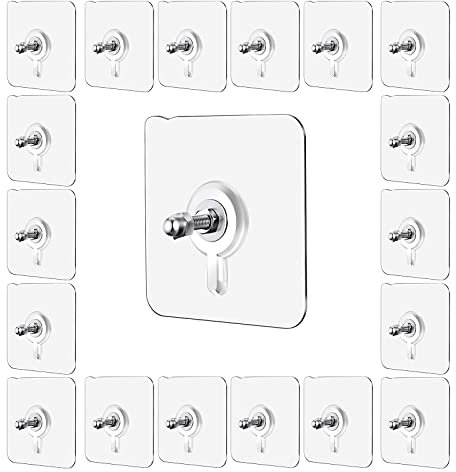 fidget pack 20 StüCk Klebe Schrauben,Transparenter Wasserdicht Wandhaken,Stanzfreier Schraubenhaken FüR Badezimmer KüChe Schlafzimmer Abstellraum Duschraum Ohne Bohren (6cm*6cm)