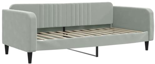 vidaXL Sofá Cama Terciopelo Gris Claro 100x200 cm, Cama de Invitados, sofá, sofá Cama Individual, sofá Cama cómodo, sofá para Dormir